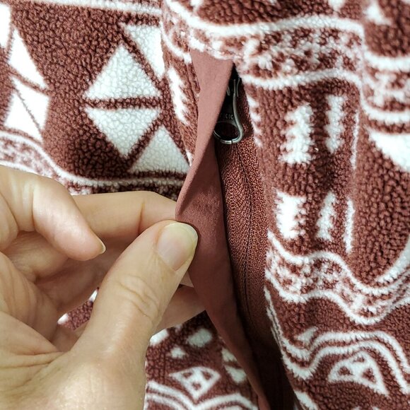 Duluth Trading Unisex Fleece Jacket Med Brown Southwestern Geometric Cozy Warm - Picture 9 of 16